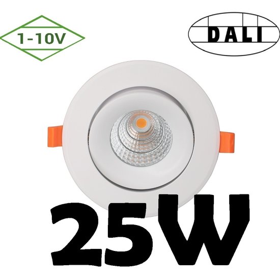 Profy Dali of 1-10V dimbare inbouwspot 25W 5 jr garantie gat 110 tot 130 mm
