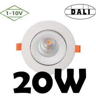 Dali of 1-10V dimbare 20W inbouwspot 5 jr garantie gat 110 tot 130 mm