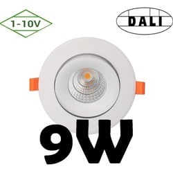 9W Dali of 1-10V dimbare inbouwspot 5 jr garantie 70 mm gat 95 mm buiten