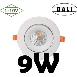 9W Dali or 1-10V dimmable recessed spot 5 yr warranty 70 mm hole 95 mm outside