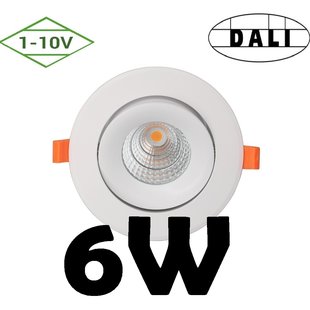 6W Dali of 1-10V dimbare inbouwspot 5 jr garantie 70 mm gat 95 mm buiten