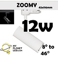 Zoomy Projecteur orientable 12W avec lentille rotative de faisceau étroit de 8° à large de 46°