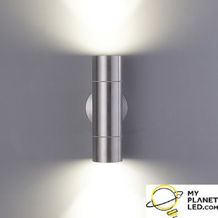 Outdoor wall light up down 196mm high 2xGU10 aluminium