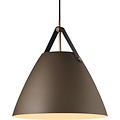 Nordlux Lámpara colgante Strap 36 negra, pantalla metálica de 36 cm, correa de cuero negra o marrón, casquillo E27, cable de 300 cm