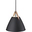 Nordlux Pendelleuchte Strap 36 schwarz, Metallschirm 36 cm, Lederriemen schwarz oder braun, E27-Fassung, Kabel 300 cm