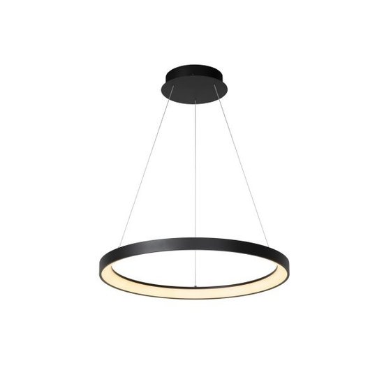 Lampe suspendue moderne noire d'ambiance anneau 58 cm LED DIM 48W 2700K