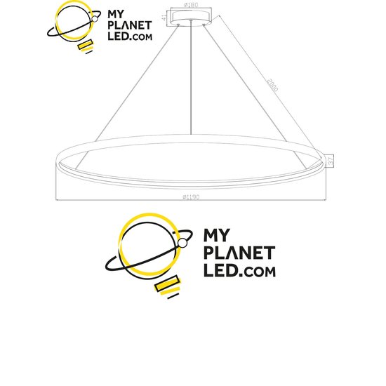 Lámpara circular negra redonda 38 W LED 120 cm 4000K