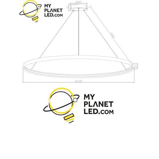 Zumaline Circle lamp black round 38 W LED 120 cm 4000K - Minimalistic design for any space