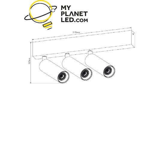 Ceiling light LED design black or white orientable 3x4W module 360 lumen