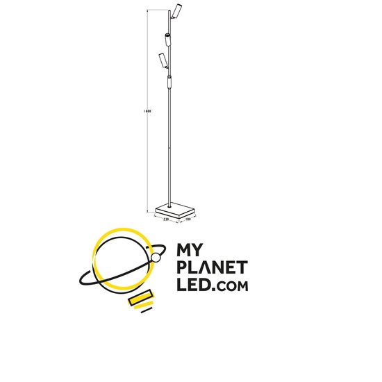 Lámpara de pie de diseño elegante con tubos regulables - negro