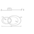 Large matte black 2 circle ceiling lamp LED 36W 3000K