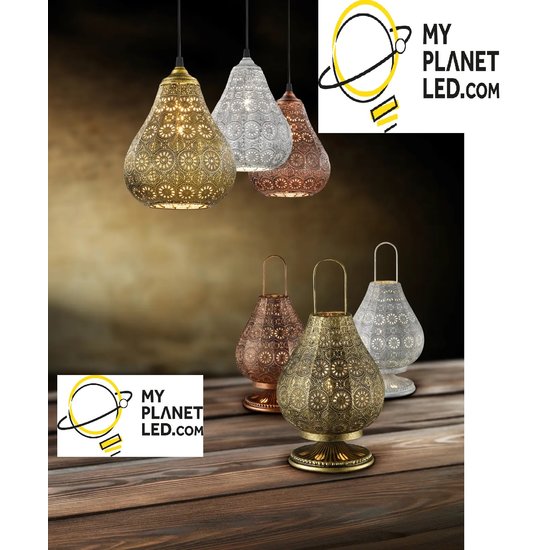 Marokkaanse hanglamp 19cm Ø E14 oud koper - oud brons - antiek grijs