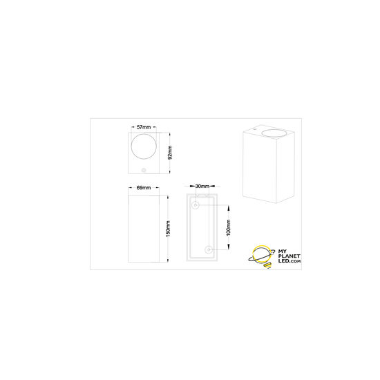 Applique d'extérieur angulaire pour spot GU10 max 35W anthracite