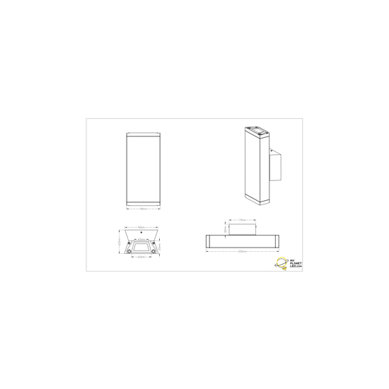 Colorado applique murale extérieure LED 2x3W 3000K anthracite, IP54, aluminium moulé, 9x20x6,5 cm