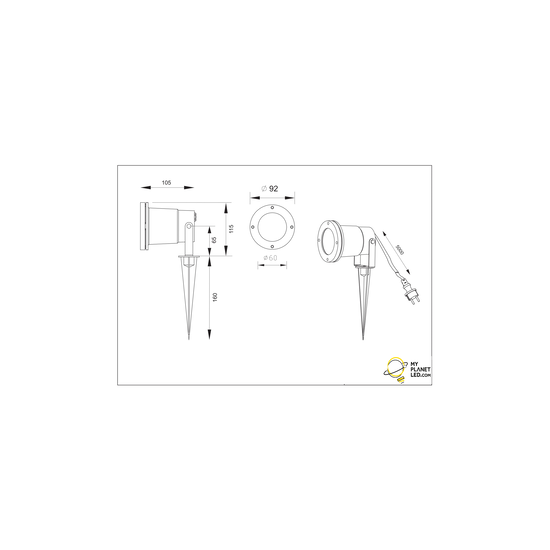 Ubangi richtbare grondspot voor GU10 max 28W, gegoten aluminium, antraciet, IP65 voor buiten