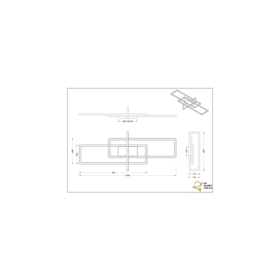 Mat zwarte futuristische plafondlamp LED 1x34W 3000K
