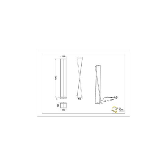 Edge lampadaire LED 1x26W, 2950 lumens, température de couleur réglable 2300-4000K, dimmable, métal, noir mat, 124 cm