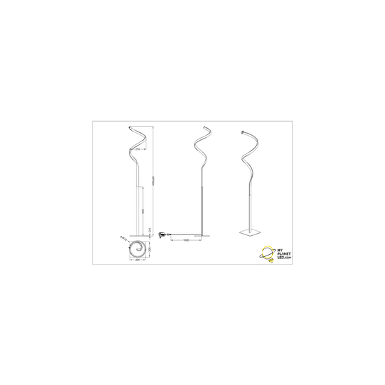Course lámpara de pie, metal negro mate, LED integrado 11W, 950 lúmenes, 3000K blanco cálido, regulador táctil, 145 cm