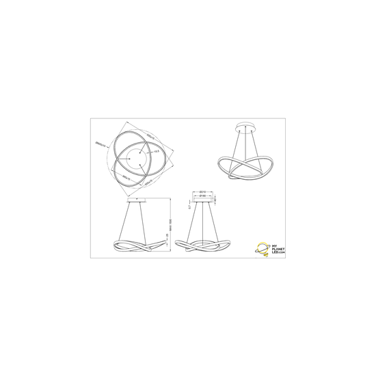 Eclectische hanglamp LED 1x27,5W 3000K mat zwart