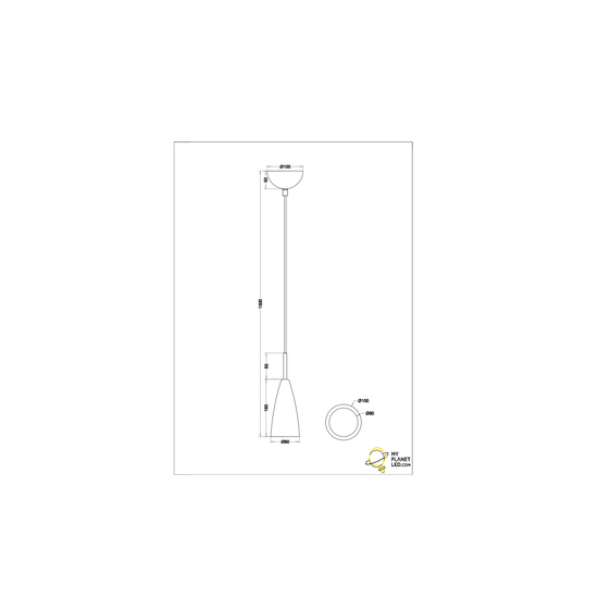 Farin hanglamp 1xE14 mat zwart, metalen armatuur, hoogte 150 cm, diameter 10 cm, max. 25W, IP20, lichtbron niet inbegrepen