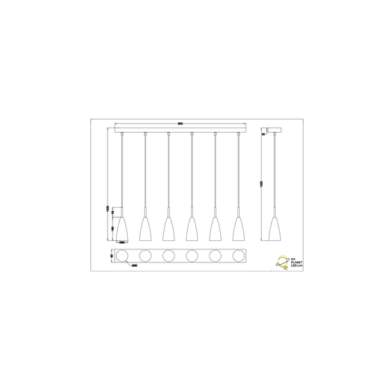 Elegante lámpara colgante orientable 6xE14 negro mate