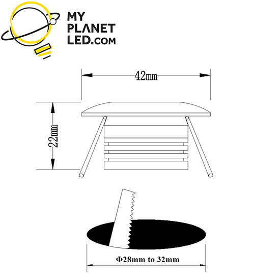 Spot encastrable mini diamètre 42mm IP67 dimmable 1 Watt