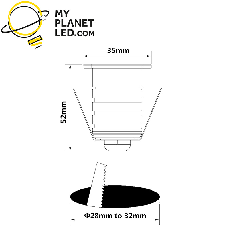 Mini spot LED encastrable extérieur 220V 3W IP67 noir - Ledspot-planet