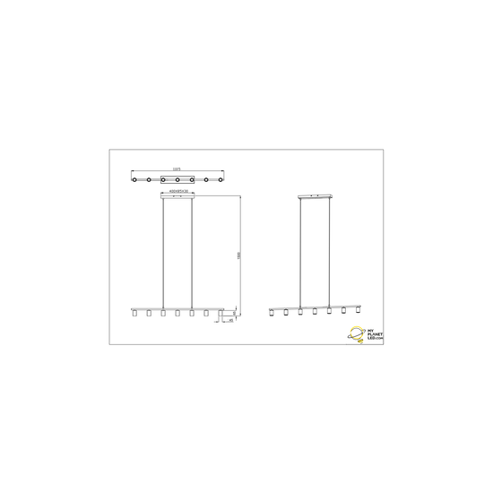 Leuchtende Metall-Hängelampe 7xE27 mattschwarz