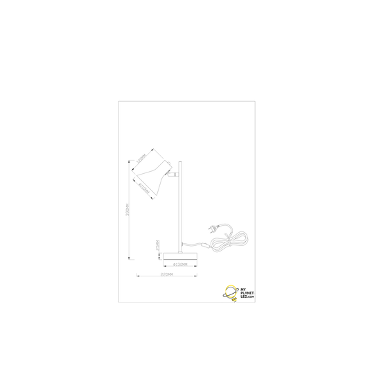 Nina lampe à poser avec douille E14, pied métal noir et or, 39 cm de hauteur, IP20