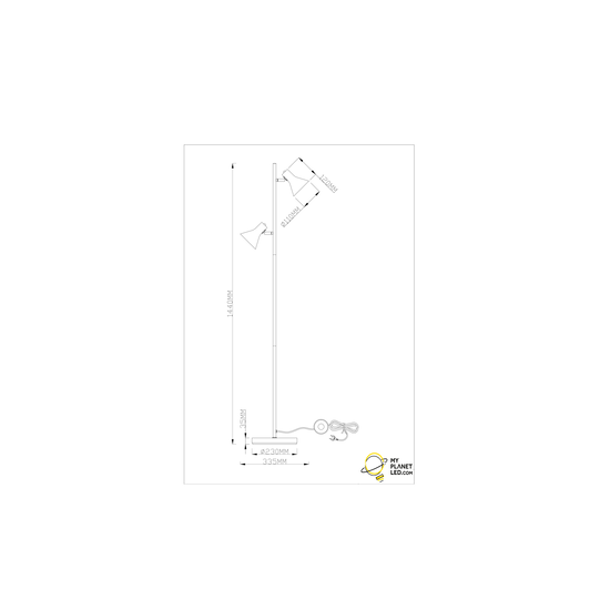 Beautiful orientable black and gold floor lamp 2xE14