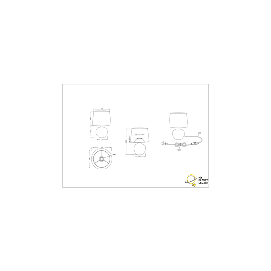 Petite lampe de table en céramique noir/or, culot E14 max 40W, IP20, hauteur 26 cm - ampoule non incluse
