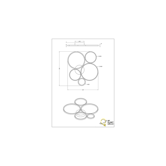 Applique/plafonnier circulaire 49W 3000K noir mat (blanc et gris argent sur demande)