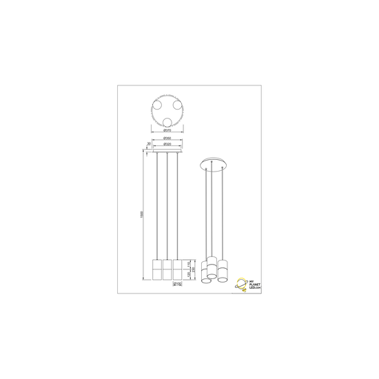 Ronde smokey hanglamp 3xE27 mat zwart