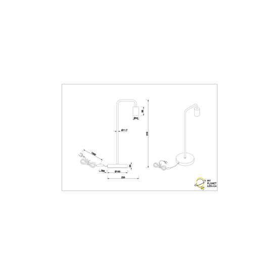 Eenvoudige tafellamp 1xE27 mat zwart