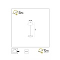 Lampe de table extérieure sans fil rechargeable USB blanche dimmable 1.5W