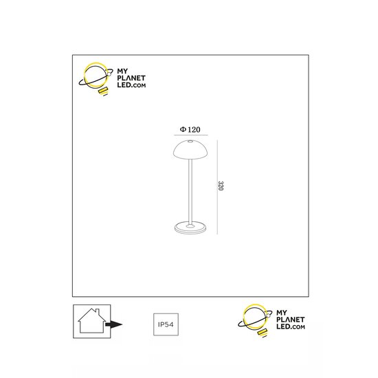 Lampe de table extérieure sans fil rechargeable USB blanche dimmable 1.5W