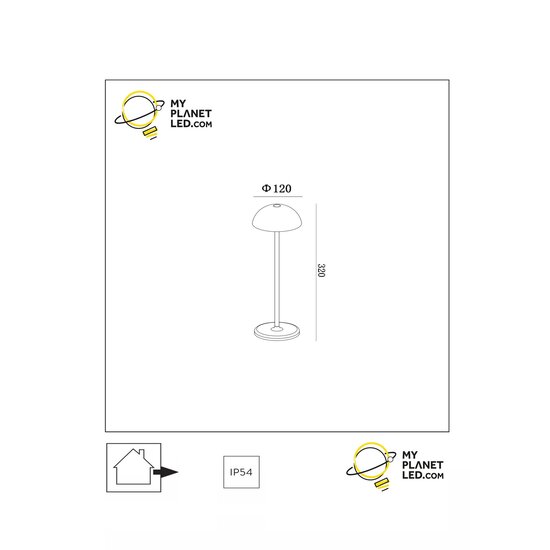 Lampe de table extérieure sans fil rechargeable USB noire dimmable 1.5W