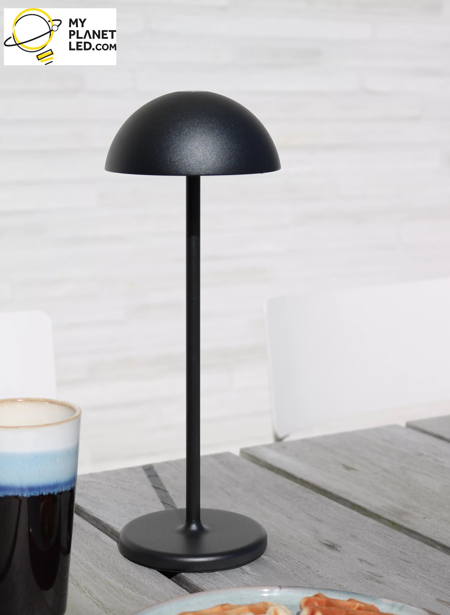 Lámpara de mesa exterior inalámbrica recargable USB negra regulable 1.5W