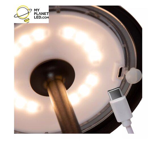 Zwarte USB oplaadbare draadloze tafellamp voor buiten dimbaar 1,5W