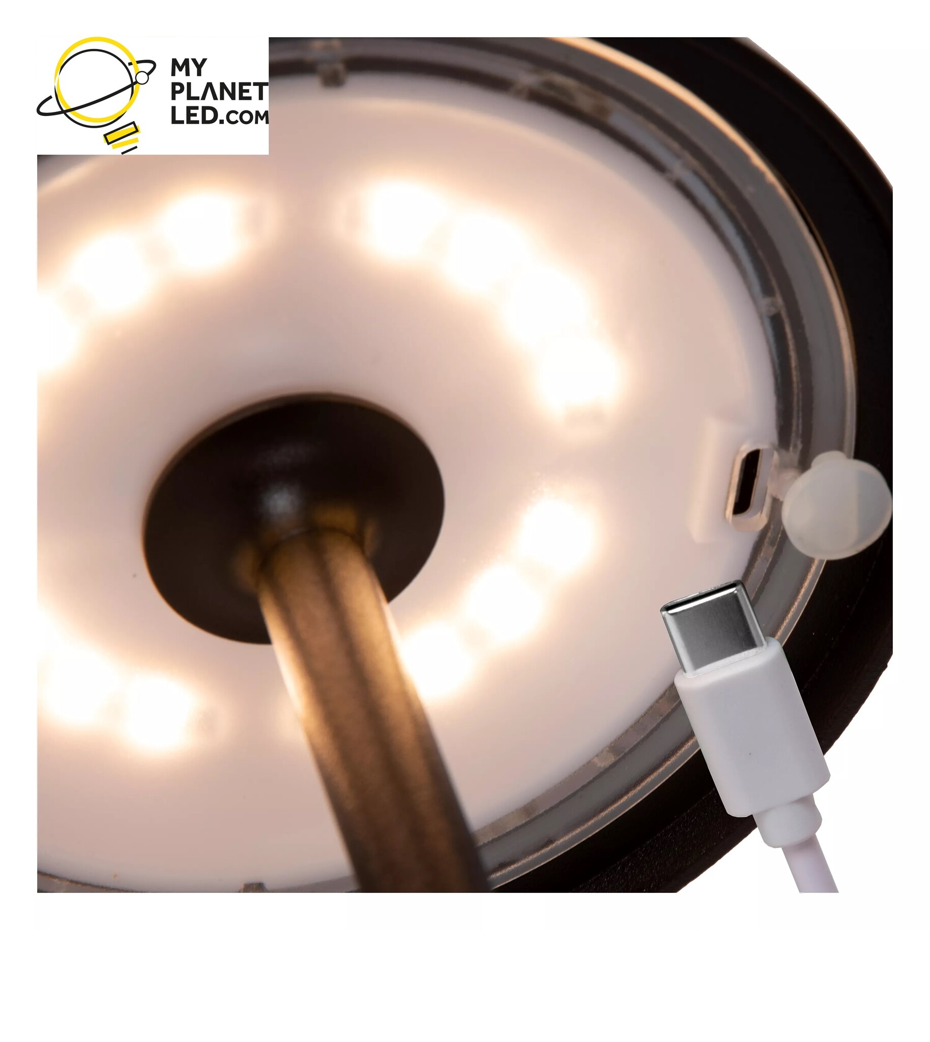 Lampe de table extérieure sans fil rechargeable USB noire dimmable 1.5W
