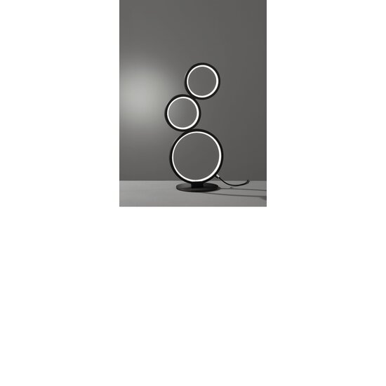 Rondo LED tafellamp met ringen, 17W SMD LED 1500 lumen, 3000K warm wit, mat zwart, IP20, dimbaar via snoerdimmer