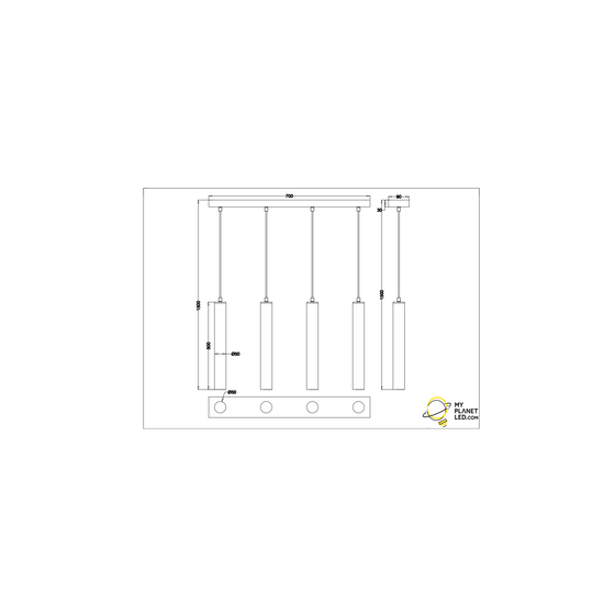Suspension noir mat en forme de microphone 4xE27