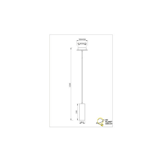 Marley pendant lamp with 1x GU10 socket (bulb not included), white metal housing, 150 cm, IP20, 230V