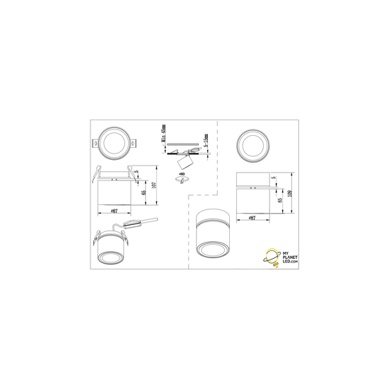 Recessed/surfaced matt white ceiling spot 1x5W 3000K