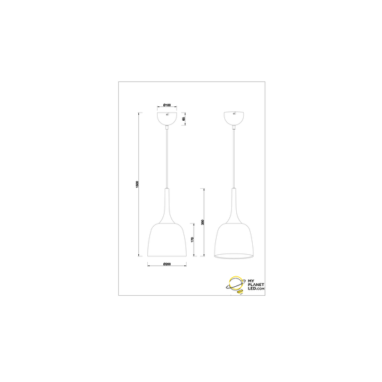 Kelchförmige Einzel-Hängelampe 1xE27 Messing matt