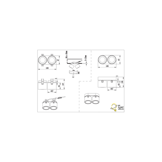 Trio Lighting Duo spot encastré ou en saillie 2x5W 3000K noir mat - Solution d'éclairage idéale pour tout espace