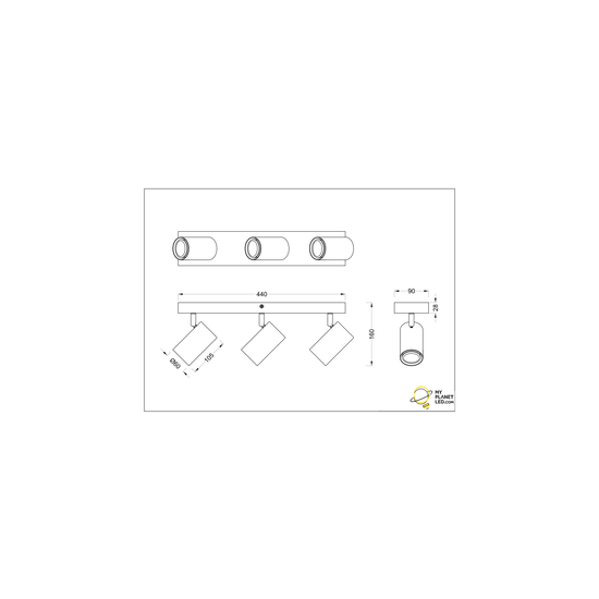 Beweglicher Trio-Deckenspot 3xGU10 weiß