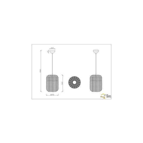 Pequeña lámpara colgante orientable de sisal 1xE27 negro mate