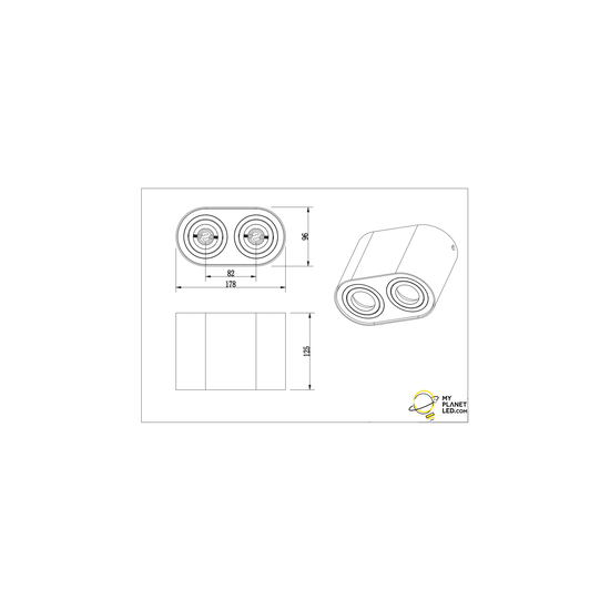 Round matte black directional duo ceiling spot 2xGU10