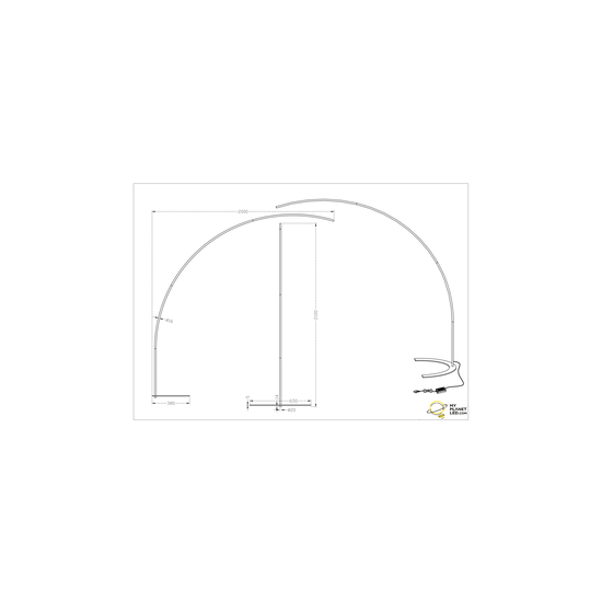 Schwarze, auffällige, gebogene Stehleuchte LED 18W DIM 3000K